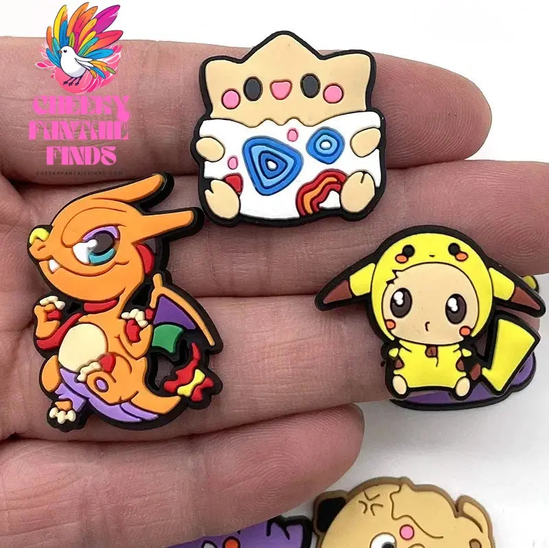 10Pcs Set Pokemon PVC Shoe Buckle Accessories Pikachu DIY Cartoon Animals Shoes Decoration for Kids Charms Kids Party Gift Cheeky Fantail Finds