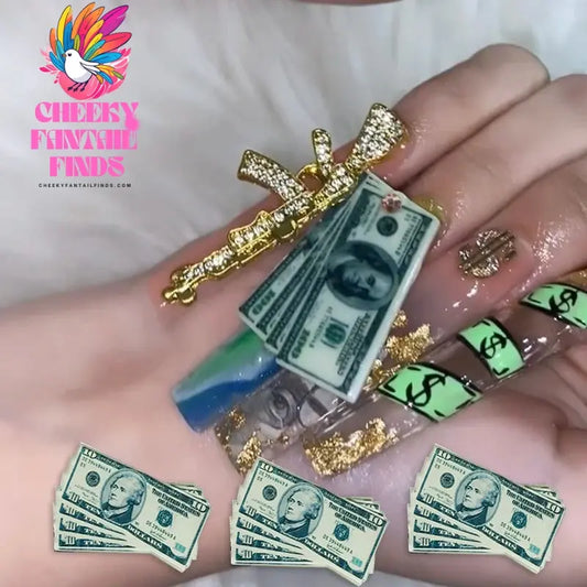 10pc Luxury Money Dollors Nail Charms 3D Crystal Rhinestones Dollor Design Manicure DIY Nail Art Jewelry Decorations Cheeky Fantail Finds