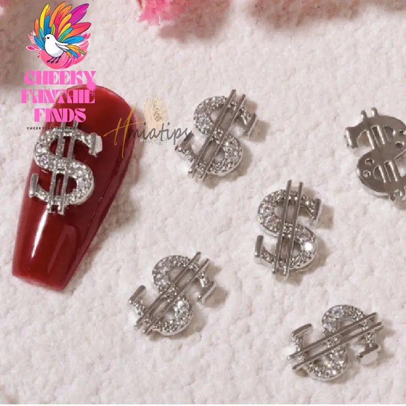 10pc Luxury Money Dollors Nail Charms 3D Crystal Rhinestones Dollor Design Manicure DIY Nail Art Jewelry Decorations Cheeky Fantail Finds