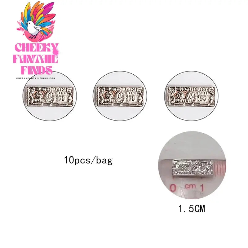 10pc Luxury Money Dollors Nail Charms 3D Crystal Rhinestones Dollor Design Manicure DIY Nail Art Jewelry Decorations Cheeky Fantail Finds