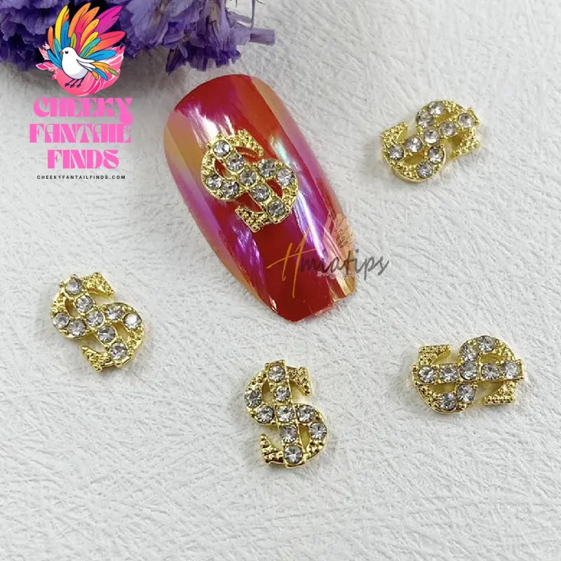 10pc Luxury Money Dollors Nail Charms 3D Crystal Rhinestones Dollor Design Manicure DIY Nail Art Jewelry Decorations Cheeky Fantail Finds