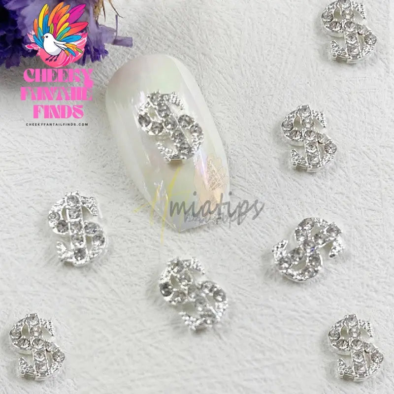 10pc Luxury Money Dollors Nail Charms 3D Crystal Rhinestones Dollor Design Manicure DIY Nail Art Jewelry Decorations Cheeky Fantail Finds