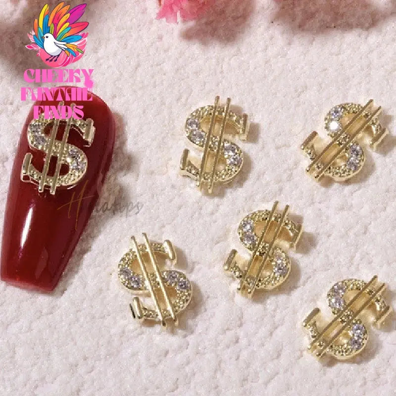 10pc Luxury Money Dollors Nail Charms 3D Crystal Rhinestones Dollor Design Manicure DIY Nail Art Jewelry Decorations Cheeky Fantail Finds