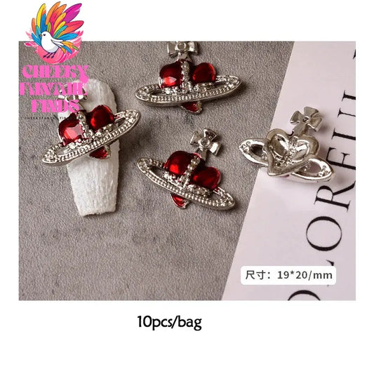 10pcs 3D Luxury Planet Nail Charms Saturn Planet Nail Rhinestones Gems Jewelry Kawaii DIY Acrylic Nail Manicure Decoration Cheeky Fantail Finds