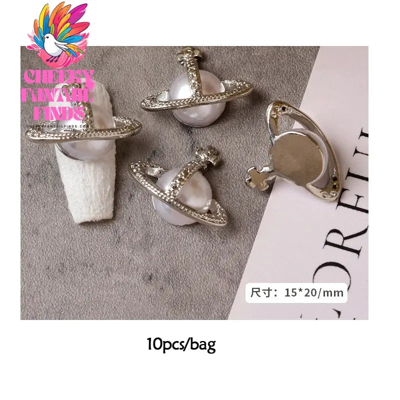 10pcs 3D Luxury Planet Nail Charms Saturn Planet Nail Rhinestones Gems Jewelry Kawaii DIY Acrylic Nail Manicure Decoration Cheeky Fantail Finds