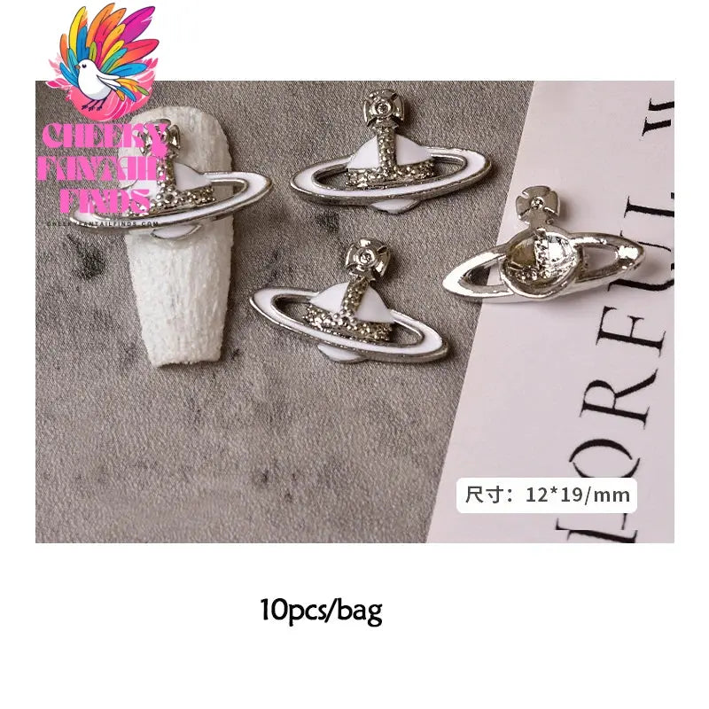 10pcs 3D Luxury Planet Nail Charms Saturn Planet Nail Rhinestones Gems Jewelry Kawaii DIY Acrylic Nail Manicure Decoration Cheeky Fantail Finds