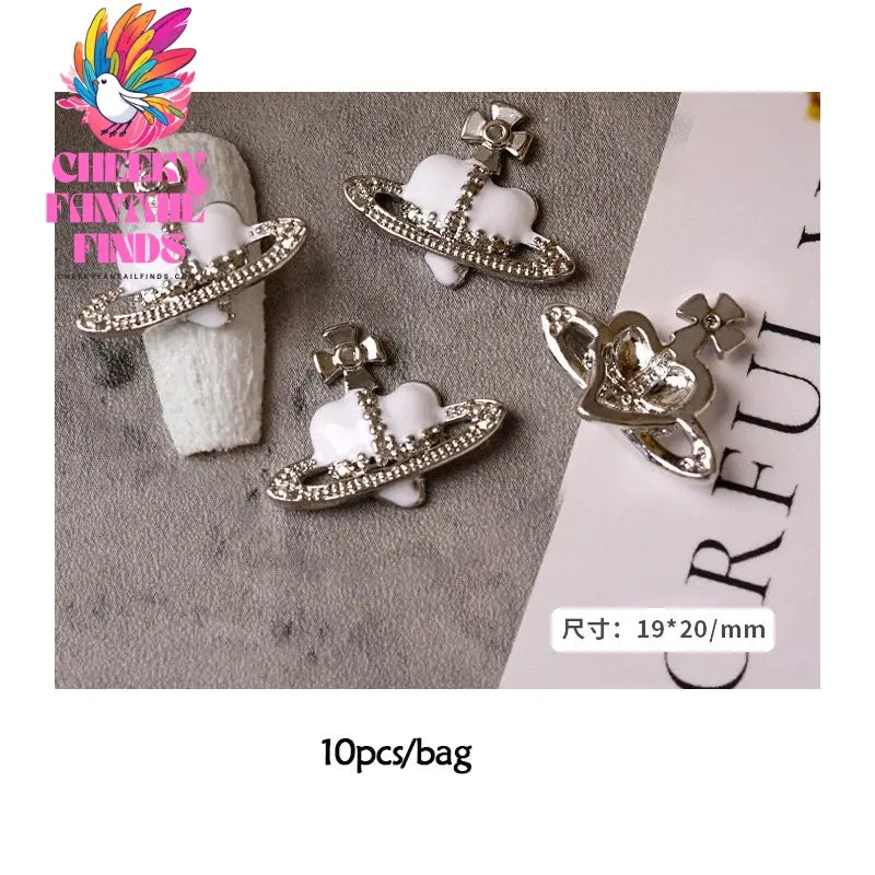10pcs 3D Luxury Planet Nail Charms Saturn Planet Nail Rhinestones Gems Jewelry Kawaii DIY Acrylic Nail Manicure Decoration Cheeky Fantail Finds