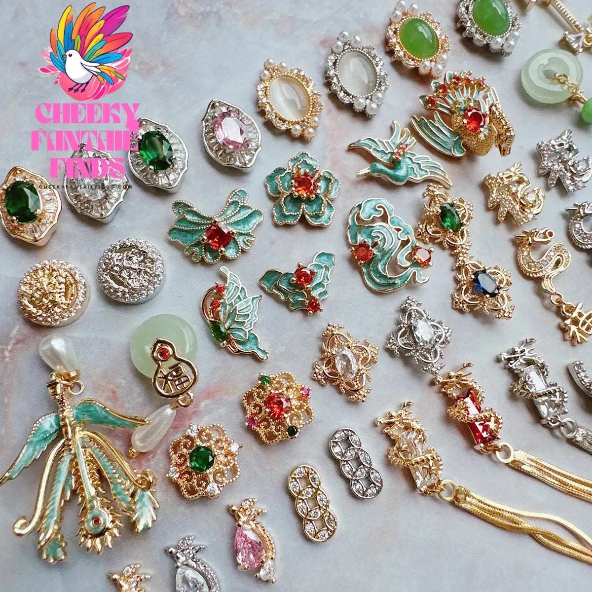 10pcs Festive Wedding Bride New Year Christmas Zircon Metal Nails Jewelry Decorations Nail Art Accessories Charms Parts Supplies Cheeky Fantail Finds