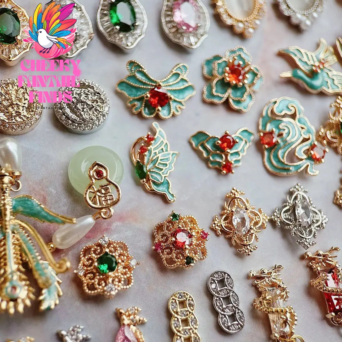10pcs Festive Wedding Bride New Year Christmas Zircon Metal Nails Jewelry Decorations Nail Art Accessories Charms Parts Supplies Cheeky Fantail Finds