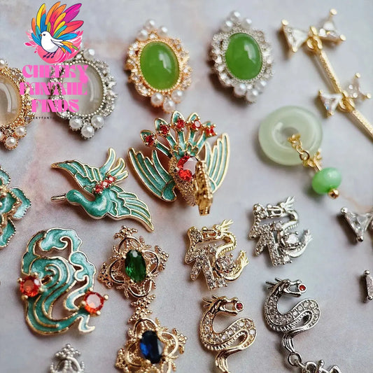 10pcs Festive Wedding Bride New Year Christmas Zircon Metal Nails Jewelry Decorations Nail Art Accessories Charms Parts Supplies Cheeky Fantail Finds