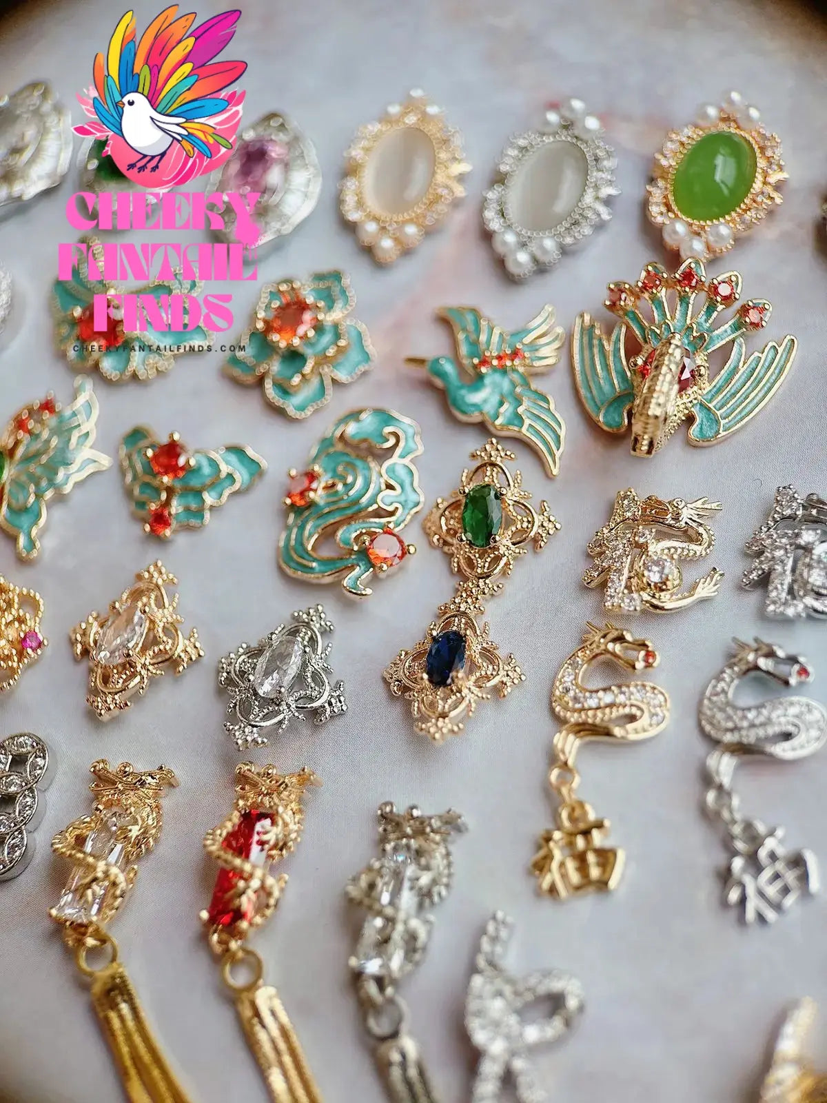 10pcs Festive Wedding Bride New Year Christmas Zircon Metal Nails Jewelry Decorations Nail Art Accessories Charms Parts Supplies Cheeky Fantail Finds