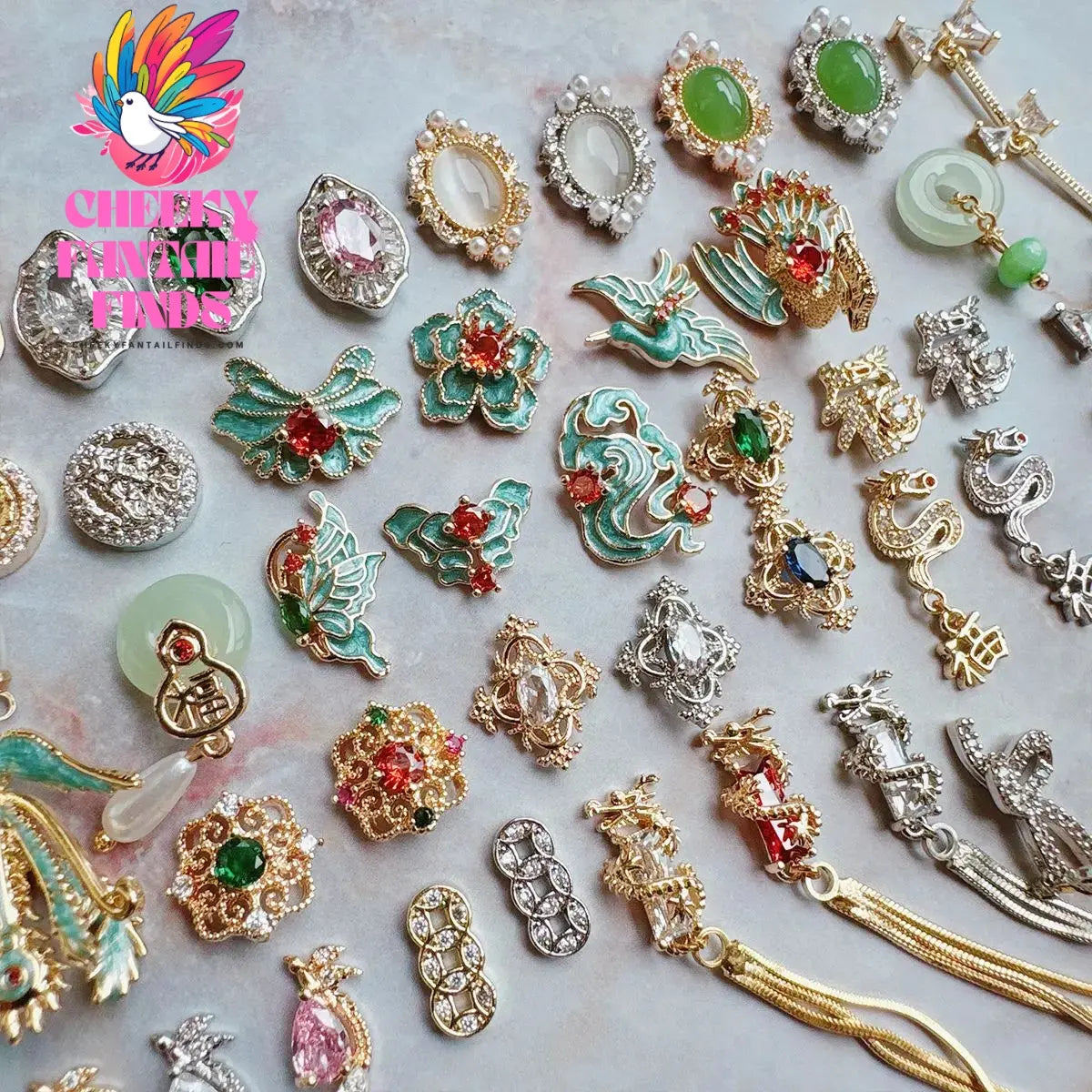 10pcs Festive Wedding Bride New Year Christmas Zircon Metal Nails Jewelry Decorations Nail Art Accessories Charms Parts Supplies Cheeky Fantail Finds