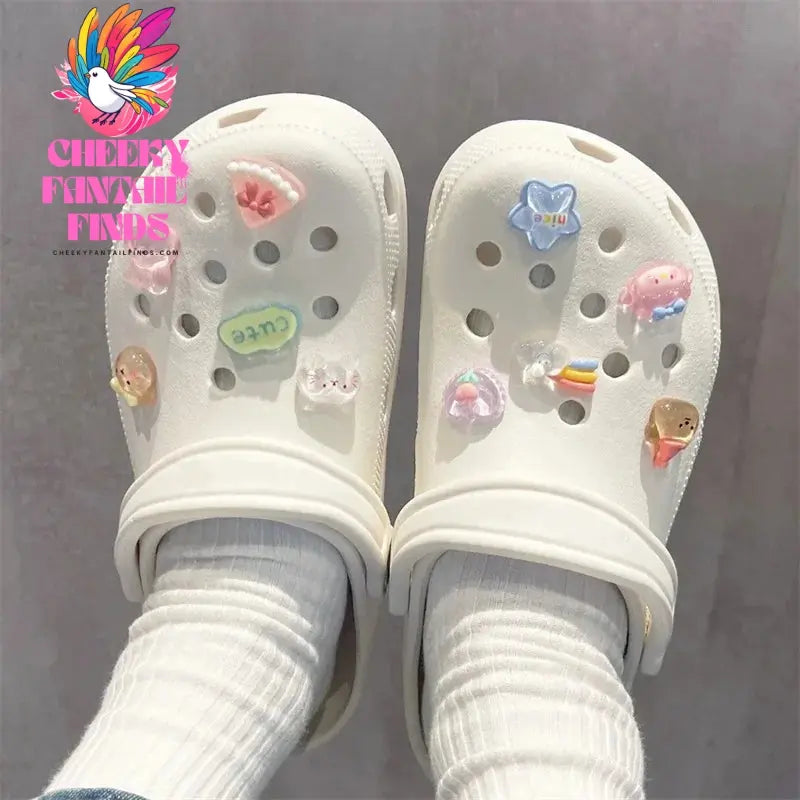 10pcs Rainbow Bear Hole Shoe Charms Accessories Shoe Buckle Cute Little Animals Shoes Flower DIY Shoes Decoration Cheeky Fantail Finds