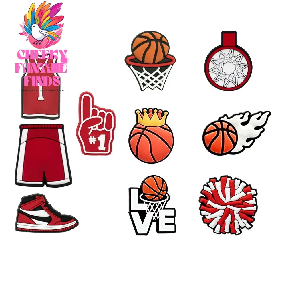 10pcs Sport Shoe Charms Basketball Football Swimming Tennis Shoe Decorations Pins for Men Women Kids Shoe Ornament Accessories - Cheeky Fantail Finds