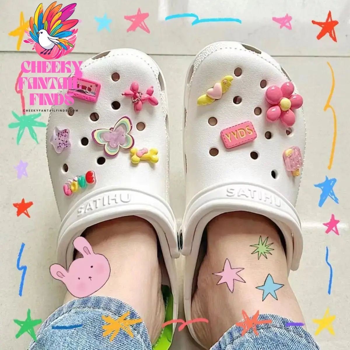 10pcs Y2K Pinky Girl Shoe Charms Decorations For DIY Shoe Accessories Fit Clogs Best Gift Cheeky Fantail Finds