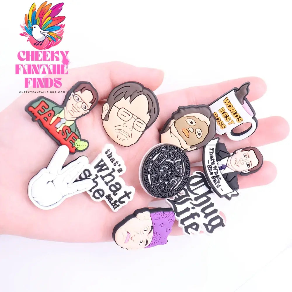 10pcs "World's Best Boss" & Pop Culture PVC Shoe Charms Set - Diverse Cartoon Faces & Inspirational Phrases - Ideal for DIY Bracelets, Hole Slippers & More - Unique Gift for Men Cheeky Fantail Finds