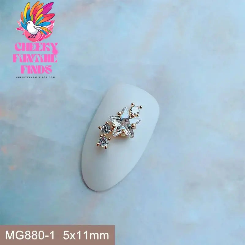 10pcs/lot Luxury Unicorn Heart Love Zircon Crystals Metal Nails Jewelry Decorations Nail Art Accessories Charms Parts Supplies Cheeky Fantail Finds