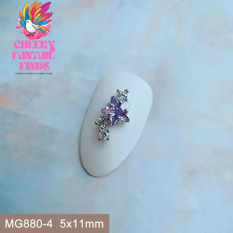 10pcs/lot Luxury Unicorn Heart Love Zircon Crystals Metal Nails Jewelry Decorations Nail Art Accessories Charms Parts Supplies Cheeky Fantail Finds