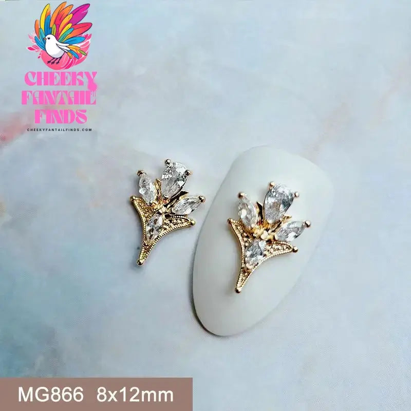 10pcs/lot Luxury Unicorn Heart Love Zircon Crystals Metal Nails Jewelry Decorations Nail Art Accessories Charms Parts Supplies Cheeky Fantail Finds