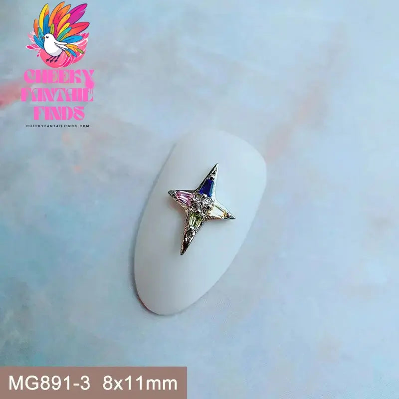10pcs/lot Luxury Unicorn Heart Love Zircon Crystals Metal Nails Jewelry Decorations Nail Art Accessories Charms Parts Supplies Cheeky Fantail Finds