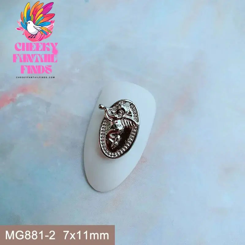 10pcs/lot Luxury Unicorn Heart Love Zircon Crystals Metal Nails Jewelry Decorations Nail Art Accessories Charms Parts Supplies Cheeky Fantail Finds