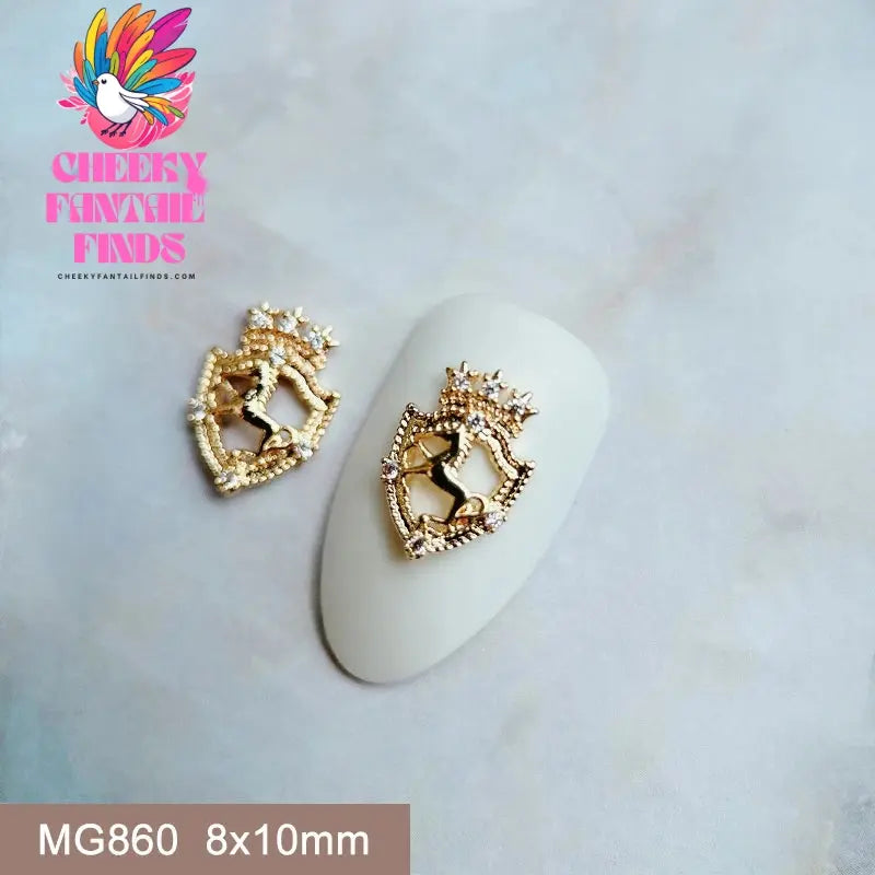 10pcs/lot Luxury Unicorn Heart Love Zircon Crystals Metal Nails Jewelry Decorations Nail Art Accessories Charms Parts Supplies Cheeky Fantail Finds