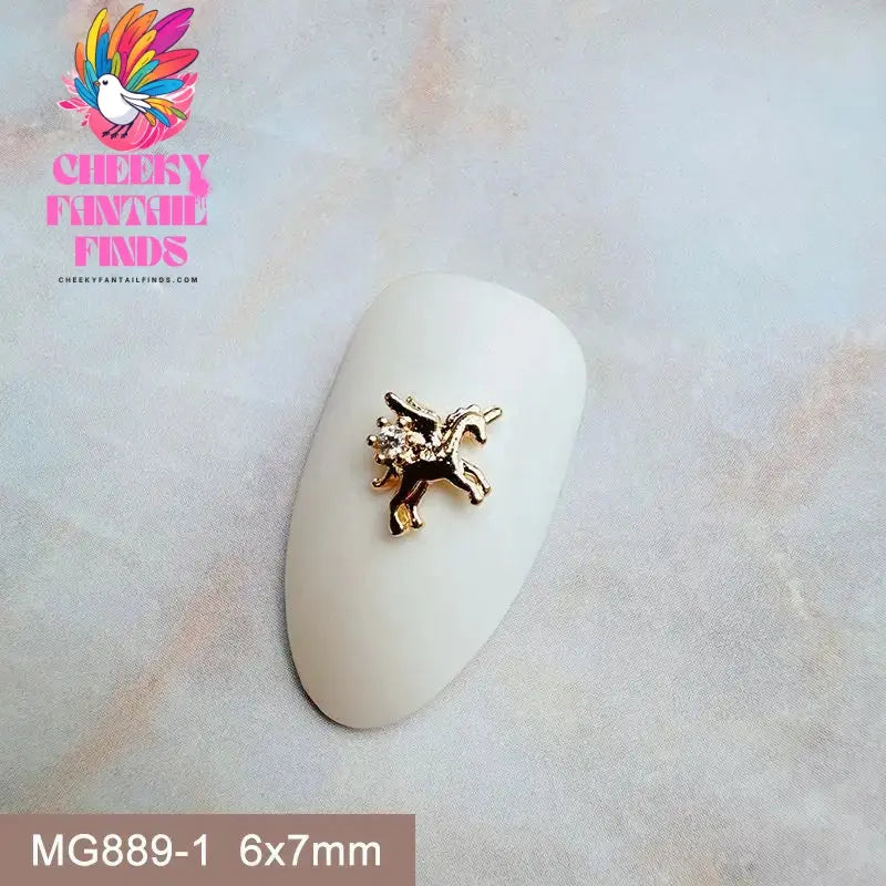 10pcs/lot Luxury Unicorn Heart Love Zircon Crystals Metal Nails Jewelry Decorations Nail Art Accessories Charms Parts Supplies Cheeky Fantail Finds