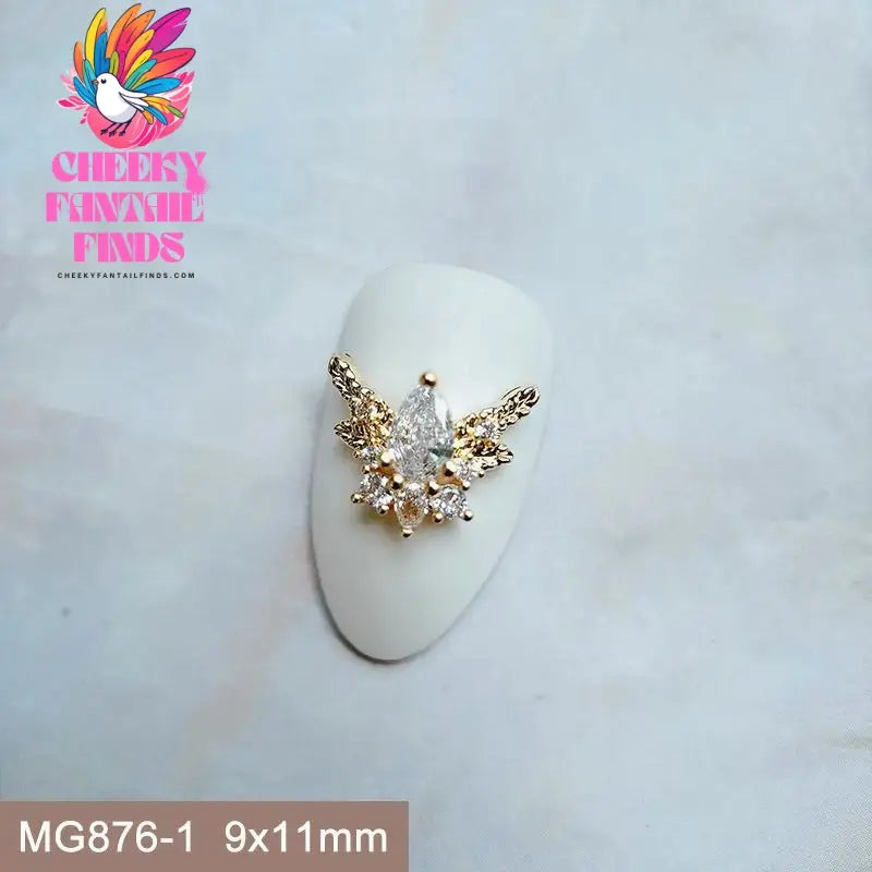 10pcs/lot Luxury Unicorn Heart Love Zircon Crystals Metal Nails Jewelry Decorations Nail Art Accessories Charms Parts Supplies Cheeky Fantail Finds
