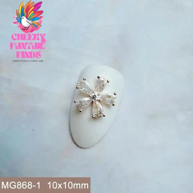 10pcs/lot Luxury Unicorn Heart Love Zircon Crystals Metal Nails Jewelry Decorations Nail Art Accessories Charms Parts Supplies Cheeky Fantail Finds