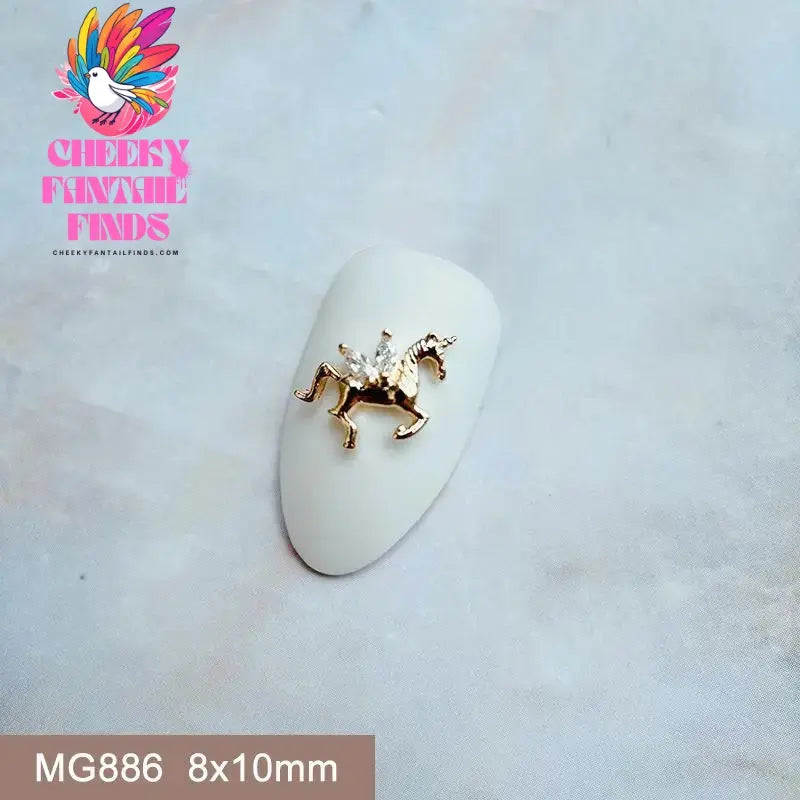 10pcs/lot Luxury Unicorn Heart Love Zircon Crystals Metal Nails Jewelry Decorations Nail Art Accessories Charms Parts Supplies Cheeky Fantail Finds
