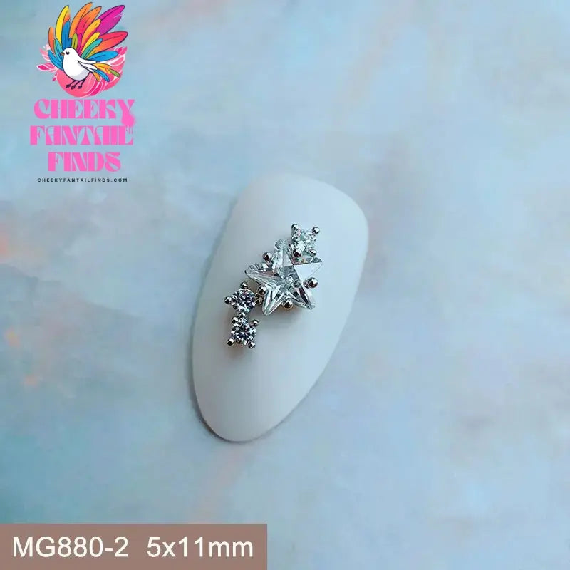 10pcs/lot Luxury Unicorn Heart Love Zircon Crystals Metal Nails Jewelry Decorations Nail Art Accessories Charms Parts Supplies Cheeky Fantail Finds