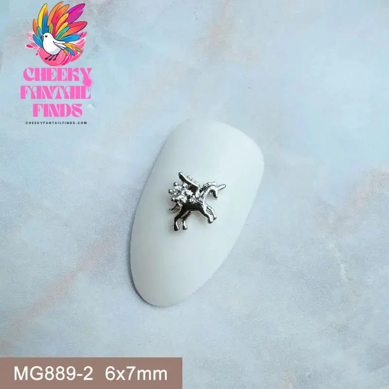 10pcs/lot Luxury Unicorn Heart Love Zircon Crystals Metal Nails Jewelry Decorations Nail Art Accessories Charms Parts Supplies Cheeky Fantail Finds