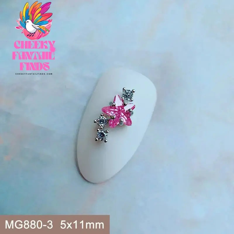 10pcs/lot Luxury Unicorn Heart Love Zircon Crystals Metal Nails Jewelry Decorations Nail Art Accessories Charms Parts Supplies Cheeky Fantail Finds