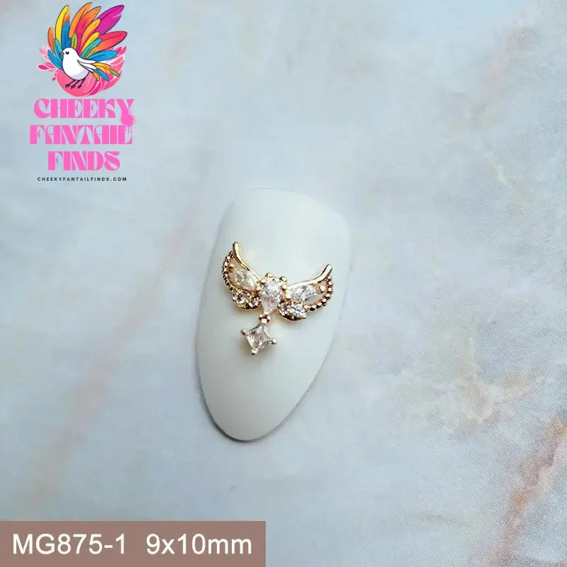 10pcs/lot Luxury Unicorn Heart Love Zircon Crystals Metal Nails Jewelry Decorations Nail Art Accessories Charms Parts Supplies Cheeky Fantail Finds