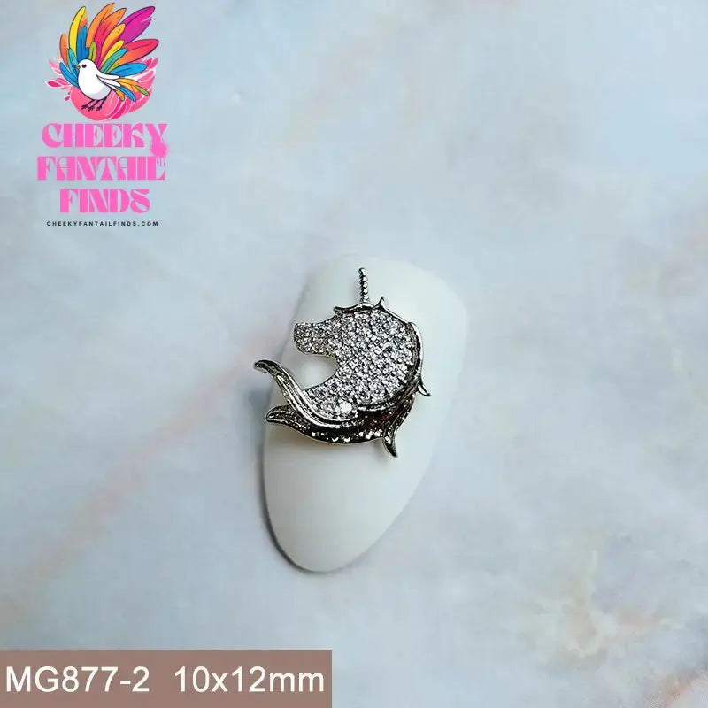 10pcs/lot Luxury Unicorn Heart Love Zircon Crystals Metal Nails Jewelry Decorations Nail Art Accessories Charms Parts Supplies Cheeky Fantail Finds