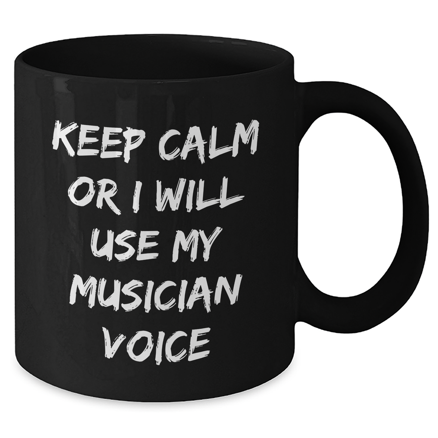 Funny Musician Gifts for Dad - Keep Calm Or I Will Use My Musician Voice Black Coffee Mug, Gifts from Mom or Friends, Unique Father's Day Unique Gifts for Musician Men - Additional
