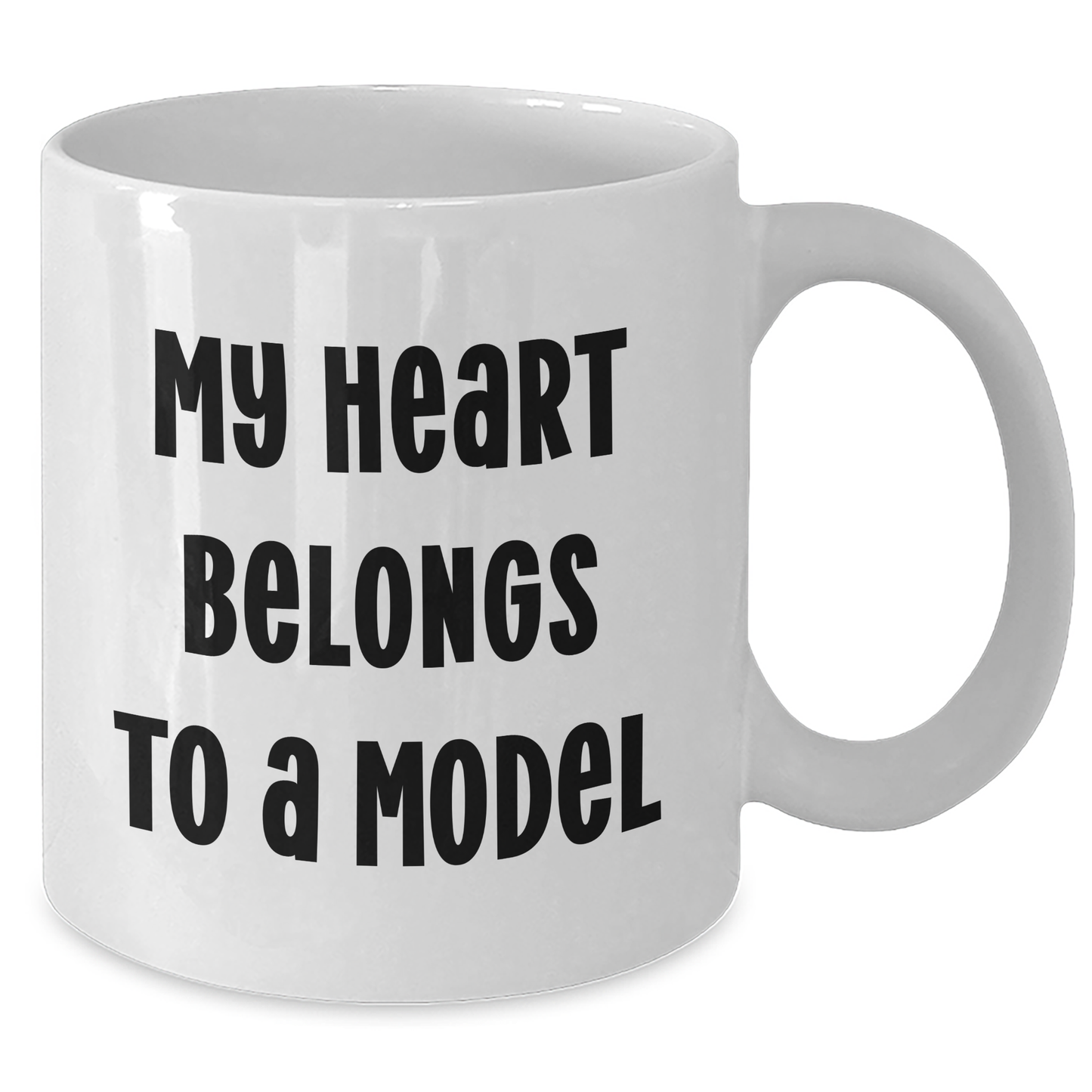Funny Model Gifts, My Heart Belongs To A Model White Coffee Mug, Unique Graduation Gifts from Friends to Model, 11oz or 15oz Capacity - Additional