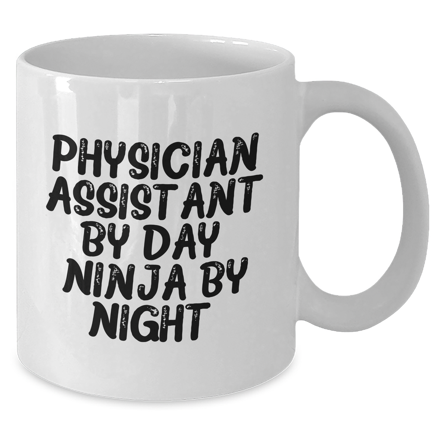 Funny Physician Assistant Gifts for Men from Friends, 'Physician Assistant By Day. Ninja By Night.' White Coffee Mug with 11oz or 15oz Capacity - Additional