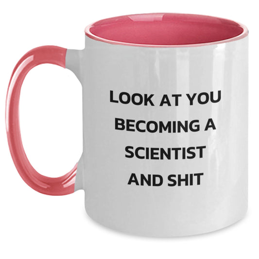 Funny Scientist Gifts for Men, Women, Coworkers, Friends - Look At You Becoming A Scientist - Two Tone Coffee Mug, Graduation Unique Gifts from Family - Main