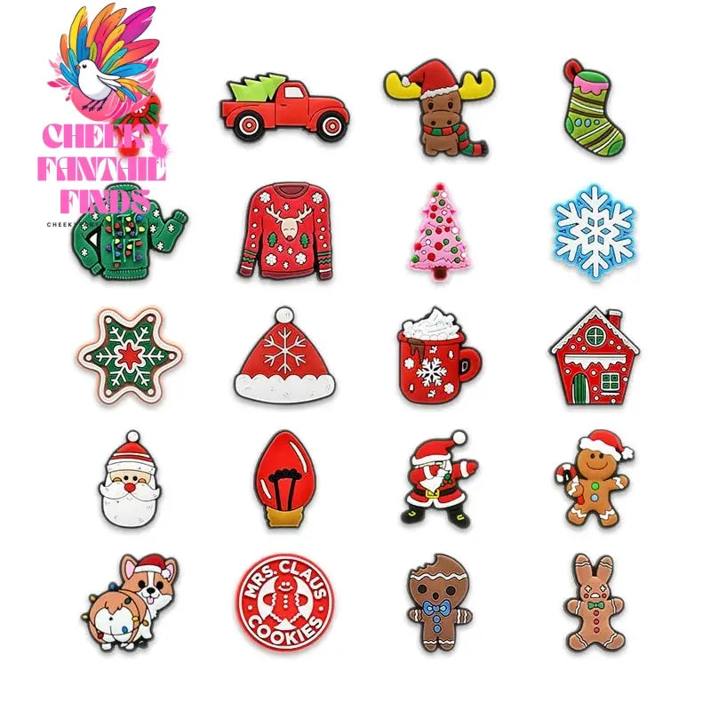 12/20/50pcs Christmas Shoe Charms Shoe Decorations Pins for Women Kids Men Boys Girls Xmas Favor Gift Garden Sandal Accessories - Cheeky Fantail Finds