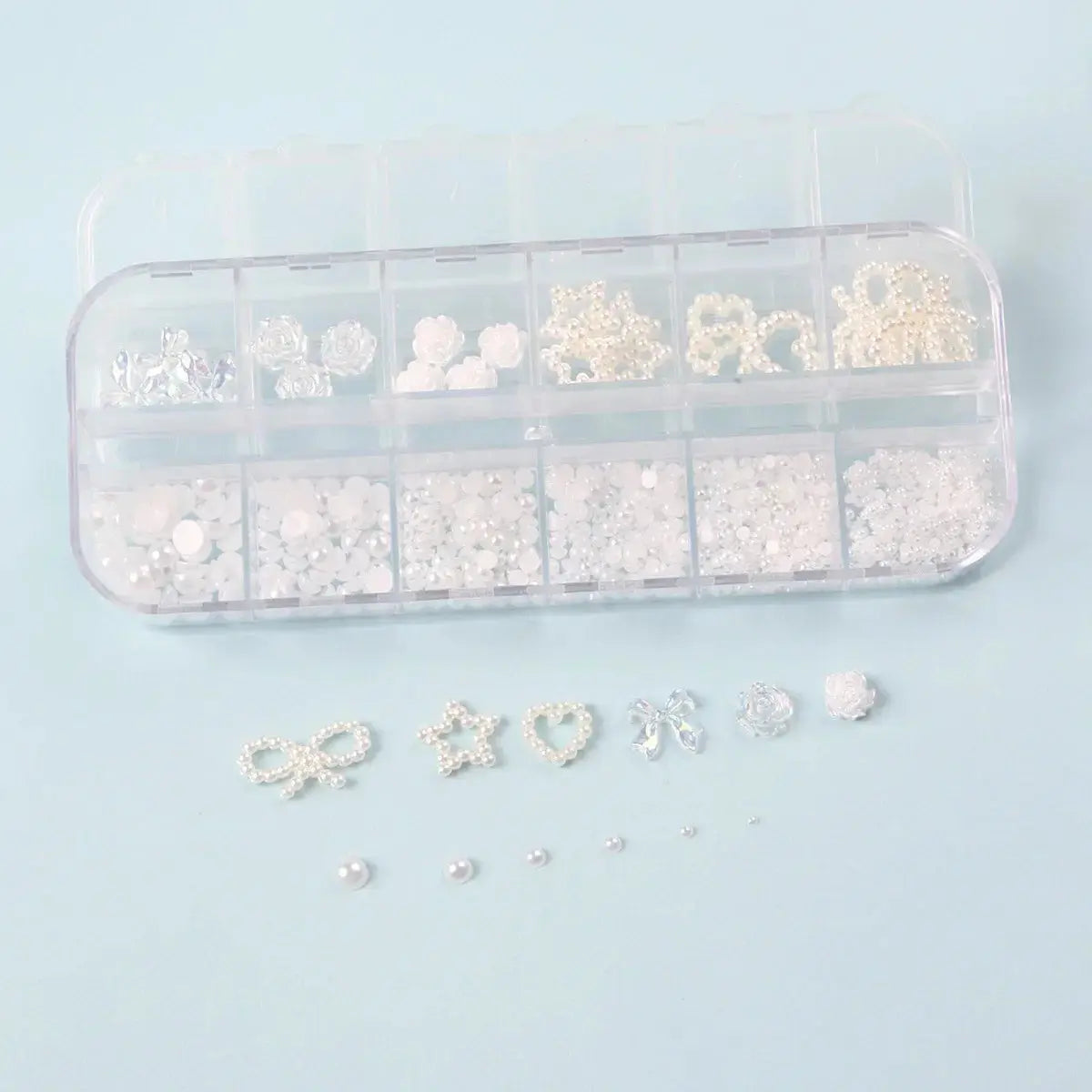 12 Grids Mixed 3D Punk Silver Heart Cross Metal Manicure Nail Decoration Retro Different Design Cross Nails Art Charms Cheeky Fantail Finds