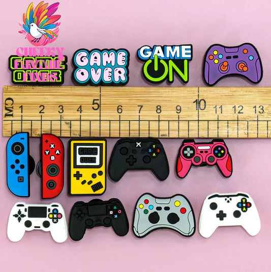 13PCS Set Fashion Game Style Shoe Charms Women Men Decoration Cute Game Controller Shoe Accessories Sandal Buckle Pins for Clog Cheeky Fantail Finds