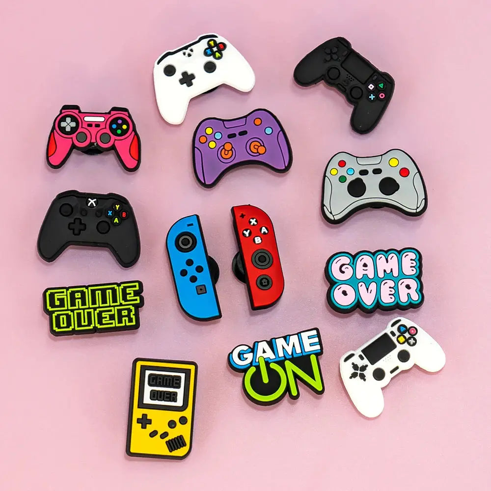 13PCS Set Fashion Game Style Shoe Charms Women Men Decoration Cute Game Controller Shoe Accessories Sandal Buckle Pins for Clog Cheeky Fantail Finds