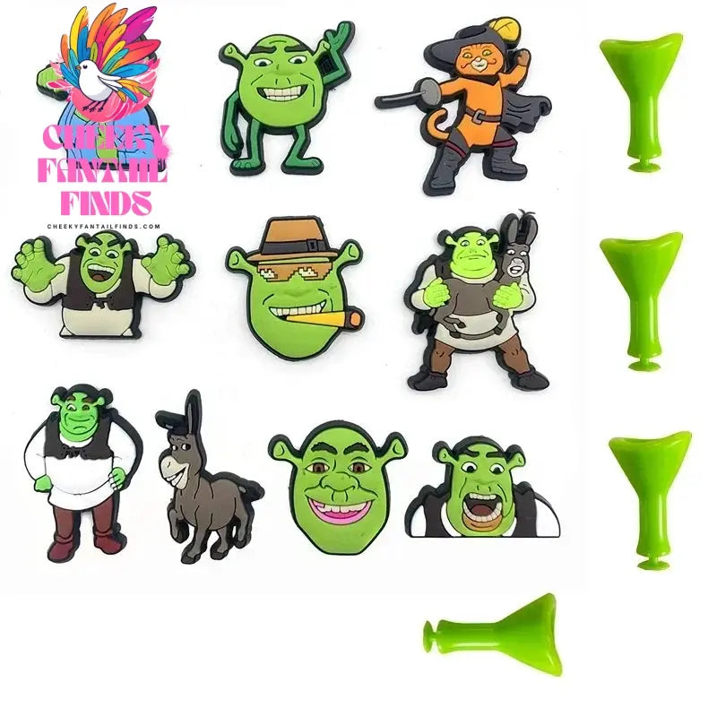 14Pcs-10pcs/set Imitation Shoe Charms PVC Cartoon Clogs Sandals Garden Shoe Accessories Funny for Boy Party Gift Cheeky Fantail Finds