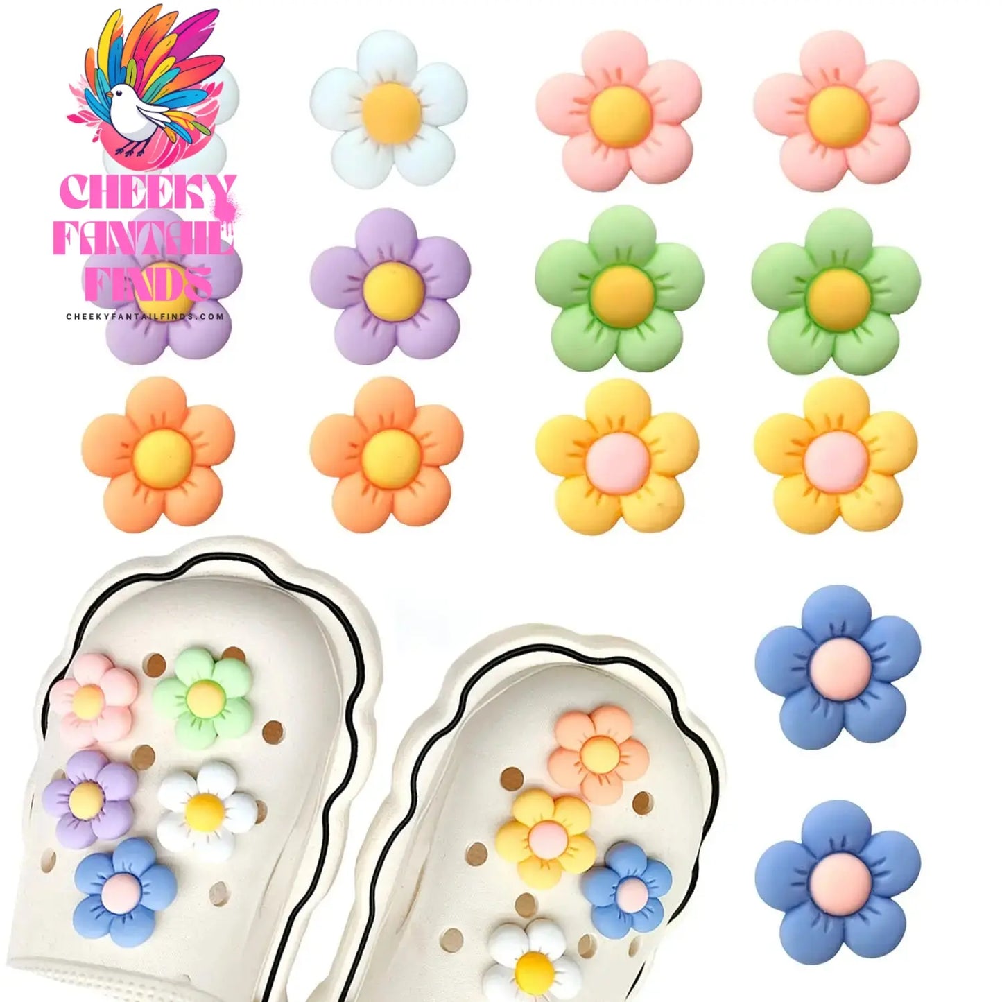 14pcs Flower Charms Cute Shoe Charms Accessories Shoe Decoration Daisy Shoes Pins Gift for Kids Girl Adults Woman Birthday Party Cheeky Fantail Finds