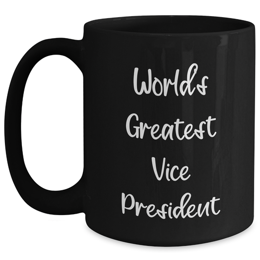 Funny Vice President Gifts from Family, Black Coffee Mug for World's Greatest Vice President Graduation Unique Gifts - Main