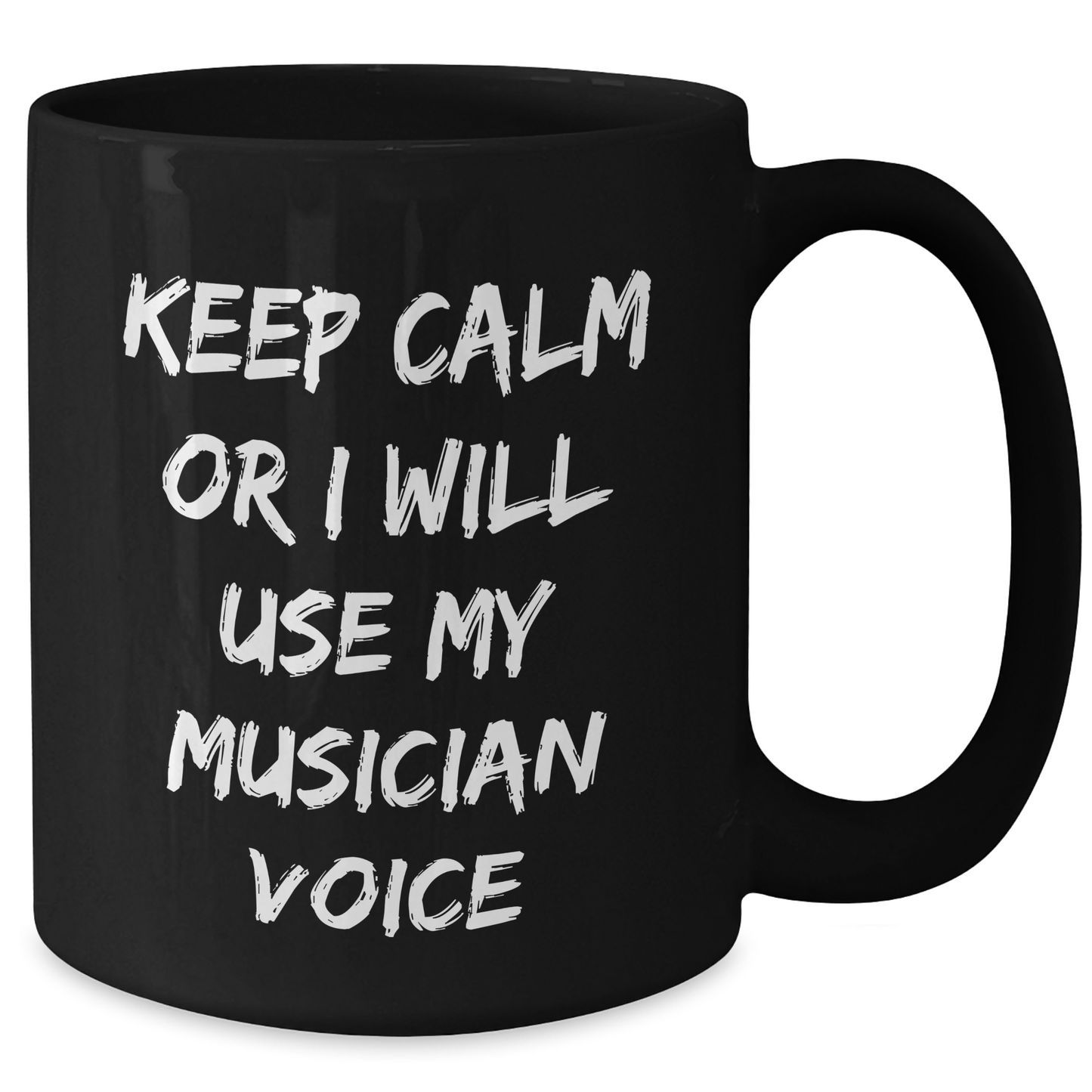 Funny Musician Gifts for Dad - Keep Calm Or I Will Use My Musician Voice Black Coffee Mug, Gifts from Mom or Friends, Unique Father's Day Unique Gifts for Musician Men - Additional