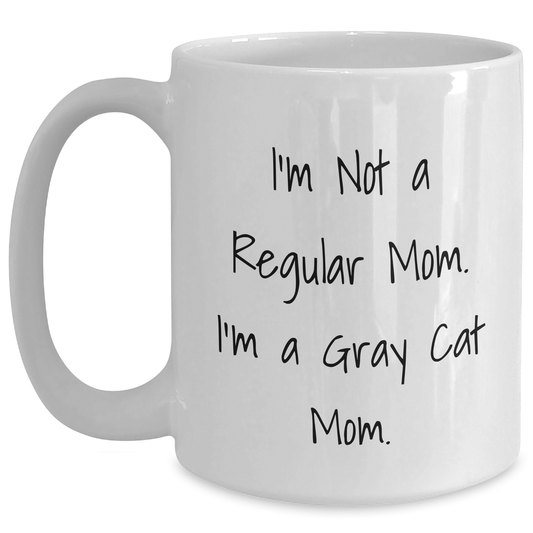 Funny Gray Cat Mom Gifts from Women to Gray Cat Lovers on Father's Day - White Coffee Mug - Main