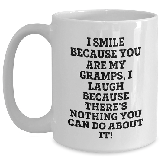 Gramps Gifts from Family, Funny White Coffee Mug for Him, I Smile Because You Are My Gramps, Ideal Gift for Father's Day - Main