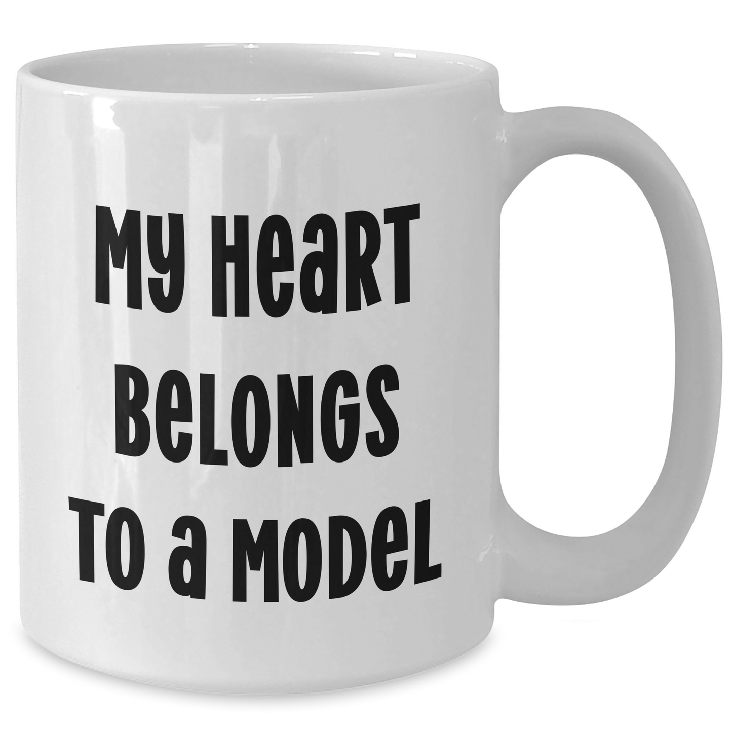 Funny Model Gifts, My Heart Belongs To A Model White Coffee Mug, Unique Graduation Gifts from Friends to Model, 11oz or 15oz Capacity - Additional